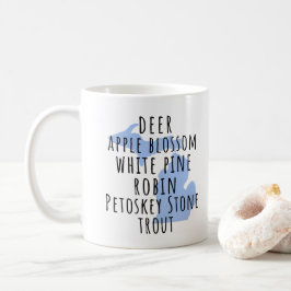 Taza de café con símbolos del estado de Michigan M
