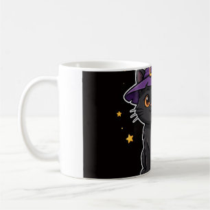 Taza de café con sombrero de bruja de gato negro d