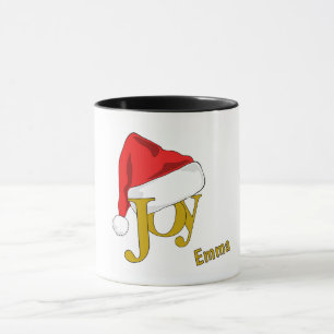 Taza de café con sombrero de Santa de alegría de N