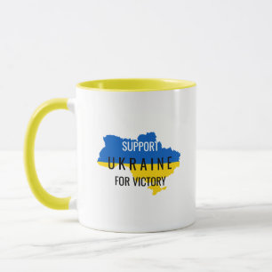 Taza de café con superposición de apoyo a Ucrania