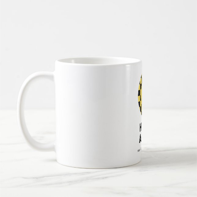 Taza de café con tablero de ajedrez sonriente retr (Izquierda)