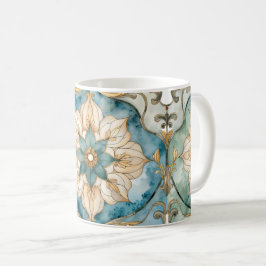 Taza de café con tapiz de flor cerúlea