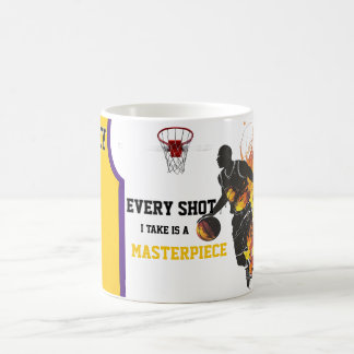 Taza de café con tema de baloncesto 
