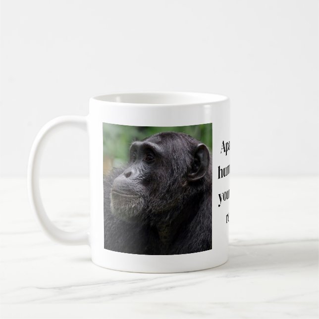 Taza de café con tema de chimpancé (Izquierda)