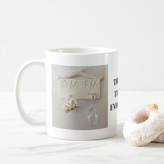 TAZA DE CAFÉ CON TEMA DE MADERA FLOTANTE (Con donut)
