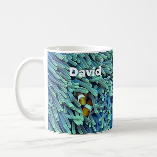 Taza de café con tema de pez anemone marino (Izquierda)