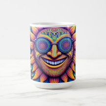 Taza de café con temas hippies girasol