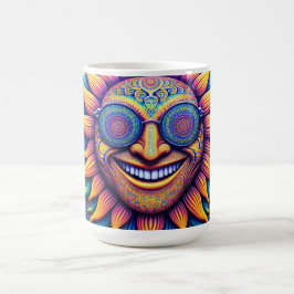 Taza de café con temas hippies girasol