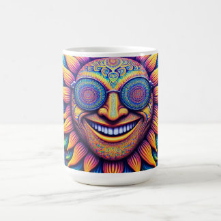 Taza de café con temas hippies girasol