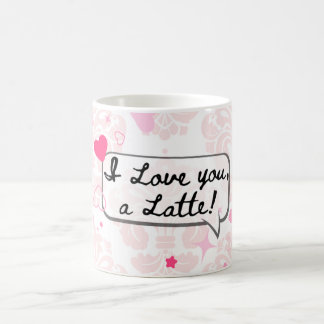Taza de café con temática de amor con corazones