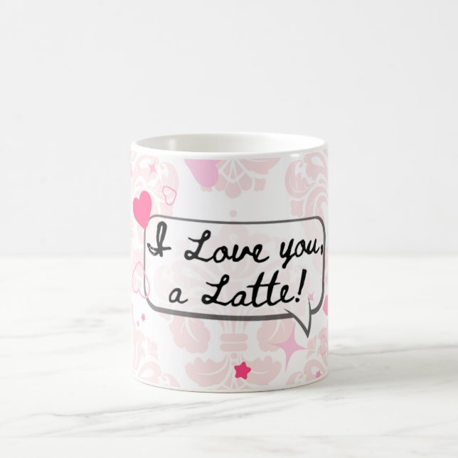 Taza de café con temática de amor con corazones (Centro)