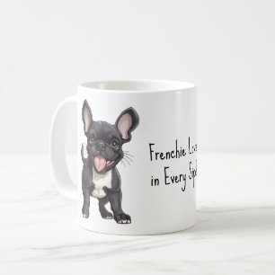 Taza De Café Con texto personalizado, 🐶cachorro Frenchie
