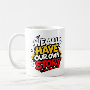 Taza de café con tipografía motivacional