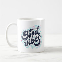 Taza de café con tipografía retro de buenas vibras