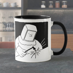 Taza de café con trabajador de acero soldador herr