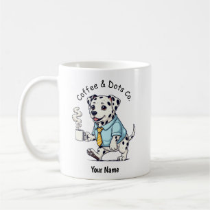 Taza de café con traje de negocios de divertido pe