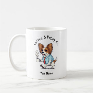 Taza de café con traje de negocios de perro Papill