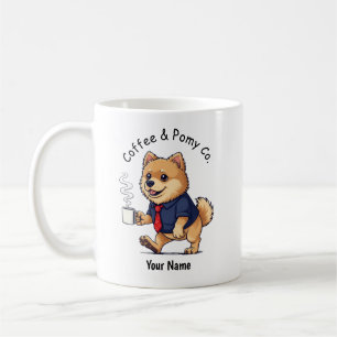 Taza de café con traje de negocios de perro Pomera