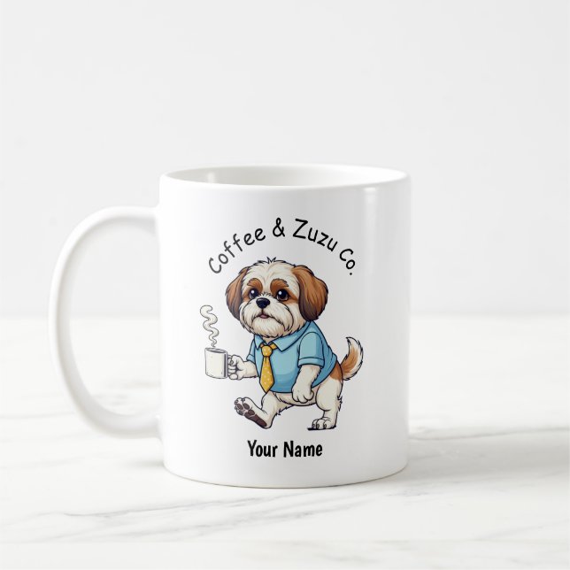 Taza de café con traje de negocios divertido perro (Izquierda)