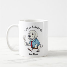 Taza de café con traje de negocios divertido perro