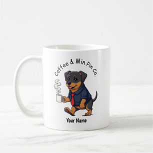 Taza de café con traje de negocios divertido perro