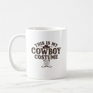 Taza de café con traje de vaquero occidental lindo