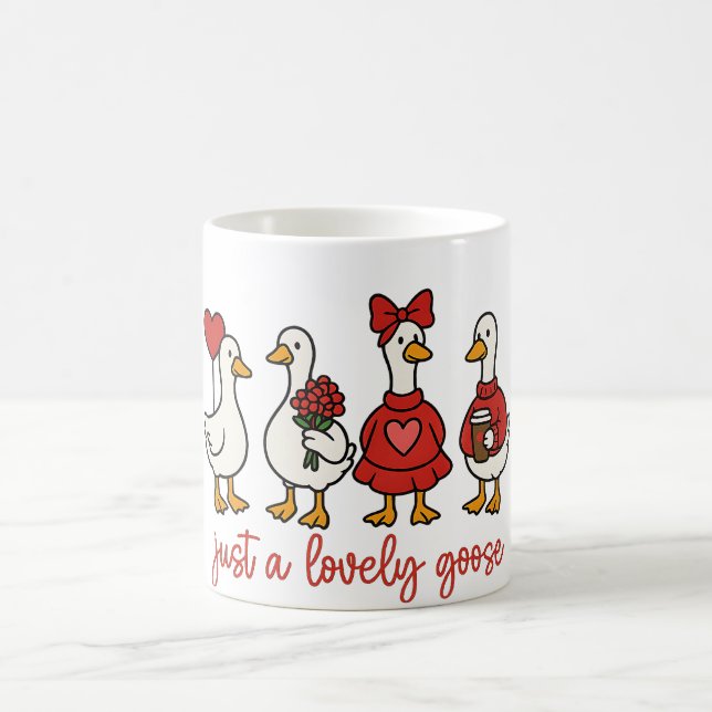 Taza de café con un ganso adorable y simpático (Centro)