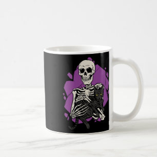 Taza De Café Con Un Gato Negro Lazy Halloween Disstume Cráneo
