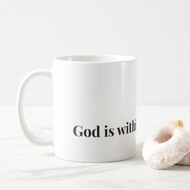 Taza de café con versículo bíblico cristiano Dios  (Con donut)