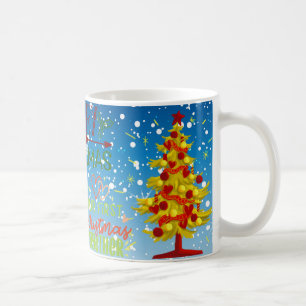 Taza de café con vibraciones navideñas alegres