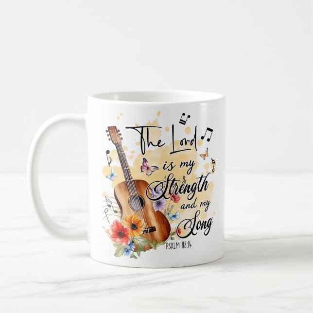 Taza De Café Concentración cristiana y salmo de guitarra de can (Izquierda)