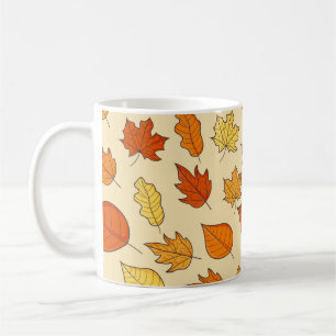 Taza De Café Concepto de hoja: Patrón de símbolos de otoño