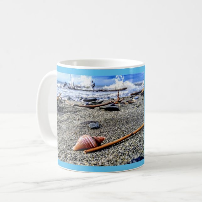 Taza De Café Concha de mar personalizada en la playa (Anverso izquierdo)
