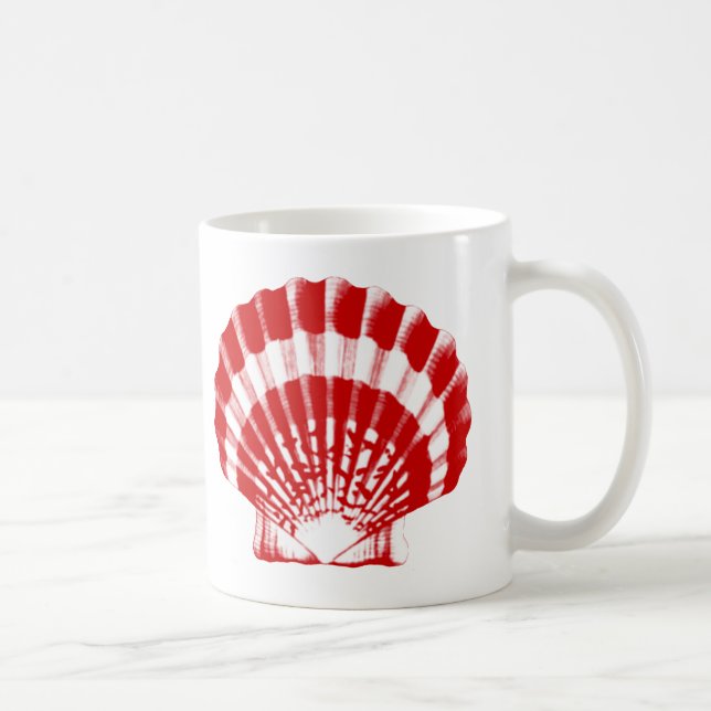 Taza De Café Concha de mar - rojo intenso y blanco (Derecha)