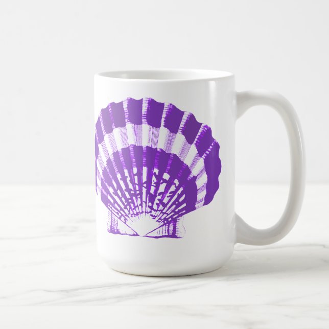 Taza De Café Concha de mar: violeta y blanca (Derecha)