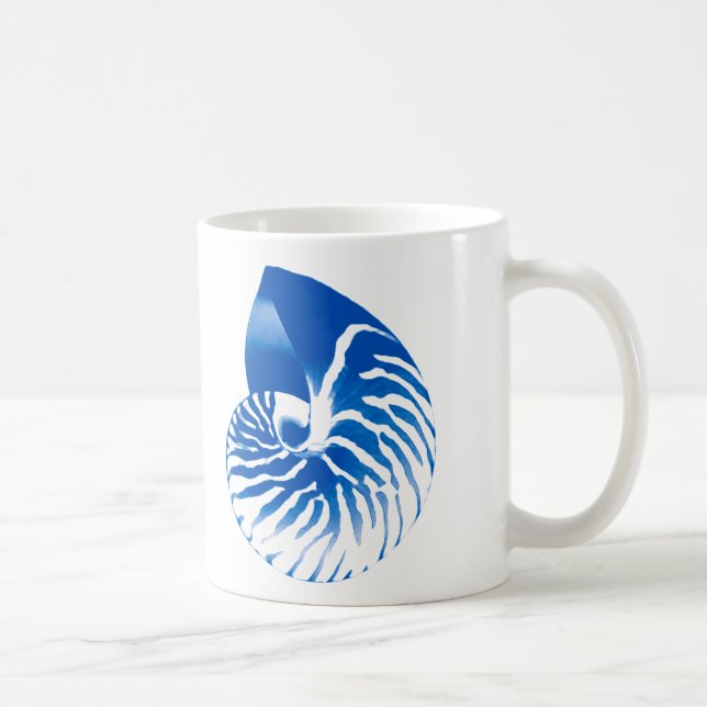 Taza De Café concha de nautilo - azul cobalto y blanco (Derecha)