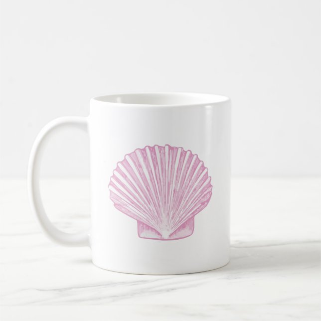 Taza De Café Concha de vieira rosa costera (Izquierda)