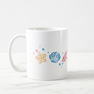 Taza De Café Concha y Estrella de Mar Doodle – Diseño Estético