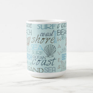 Taza De Café Conchas de Playa Azul Costa Océano