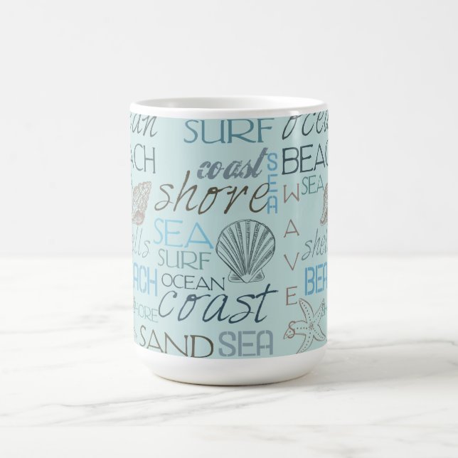Taza De Café Conchas de Playa Azul Costa Océano (Centro)