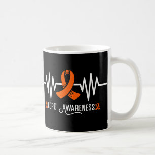 Taza De Café Conciencia Copd Naranja de latido de latido Ribbon