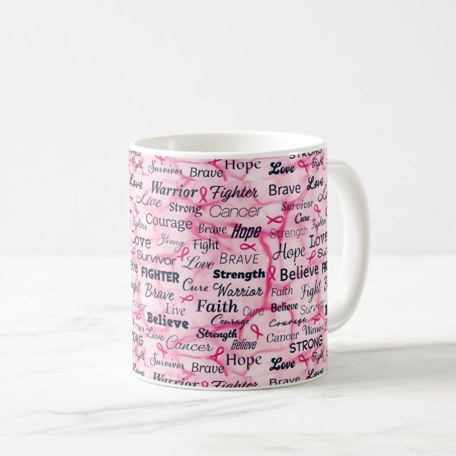 Taza De Café Conciencia de sobrevivientes de cáncer de mama (Anverso derecho)