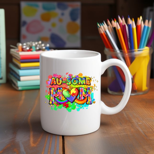 Taza De Café Conciencia del autismo Au-some Mom Mug (Subido por el creador)