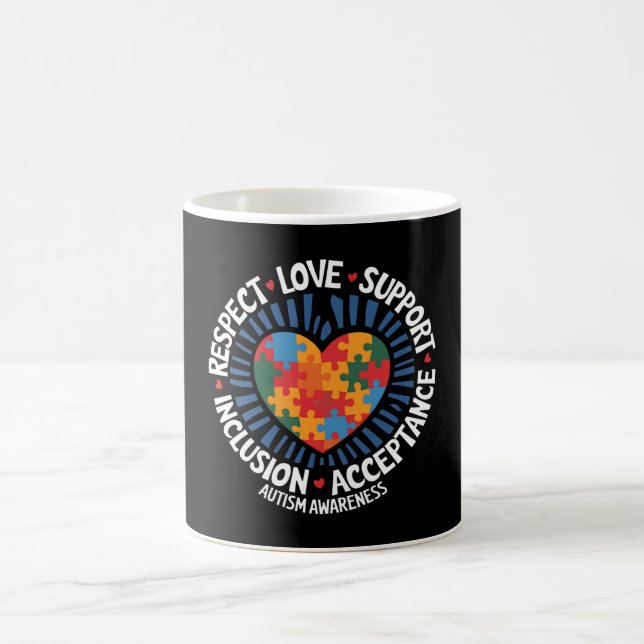 Taza De Café Conciencia del autismo Respeto autista Apoyo al am (Centro)