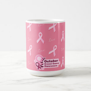 Taza De Café Conciencia del Cáncer de Mama con Cinta Rosa