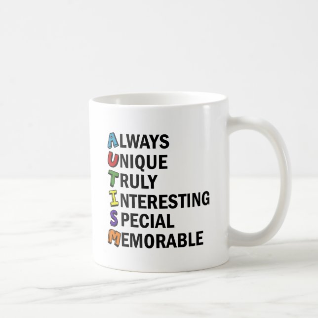 Taza De Café Conciencia sobre autismo Poema artístico de palabr (Derecha)