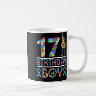 Taza De Café Conciencia sobre el Autismo Cumpleaños 17 Niño Pie