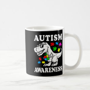 Taza De Café Conciencia sobre el autismo dino t-rex rompecabeza