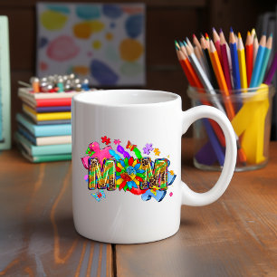 Taza De Café Conciencia sobre el autismo Mamá Flor Mug