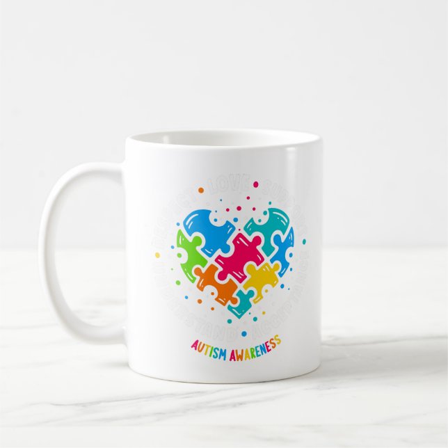 Taza De Café Conciencia sobre el autismo Respeto Apoyo al amor (Izquierda)